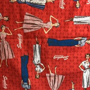 Joann‎ Vintage Simplicity red fabric with 1950’s dresses. 25 x 44 404